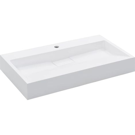 Lavabo 80x46x11 cm Fonte minérale/marbre Blanc