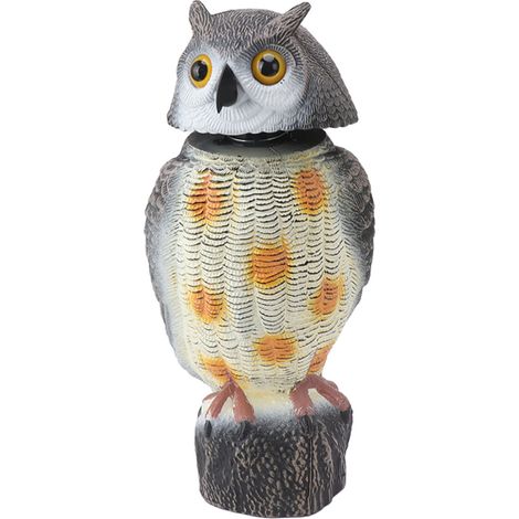 Künstliche Eulenfigur, Eulen-Vogelabwehr aus Kunststoff, Eulenattrappe mit beweglichem Kopf, für den Garten (1/5)