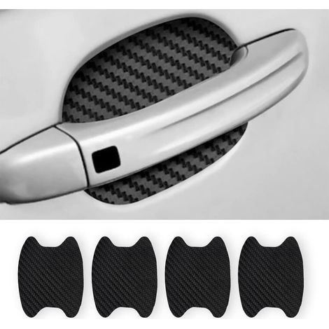 CSPARKV 4PCS Exterior Car Stickers, Universal Anti-Scratch Carbon Fiber Protective Film for Car Door Handle, Suitable for Most Car Door Handles (Black) (1/4)