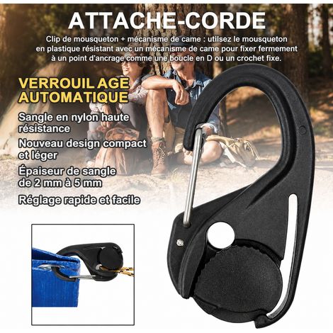Tendeur de Corde Autobloquant en Nylon Noir sans Logo pour Hauban Tente Bâche 10 × 10 × 2 cm 100 g – Livraison gratuite (1/5)