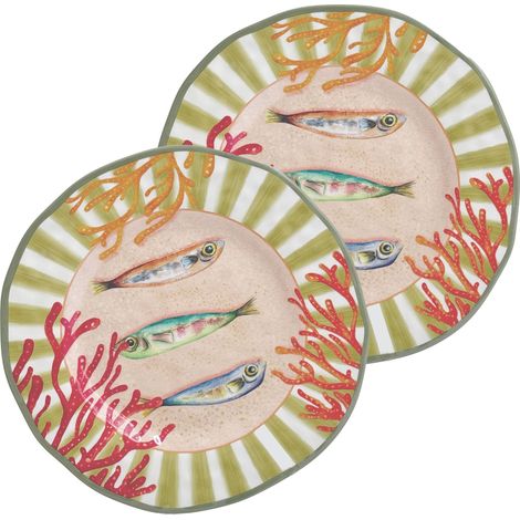 ROSE & TULIPANI Litorale Set 2 Piatti Piani D 27 Cm Corallo Alice Melamina
