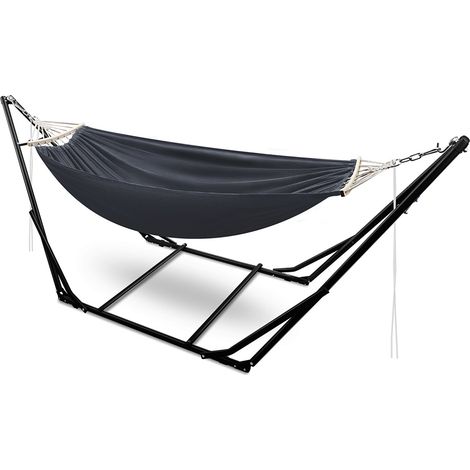 Jiubiaz Amaca con supporto pieghevole – Carico massimo 150 kg – Mobili da terrazza per esterni – Supporto per amaca da giardino e terrazza