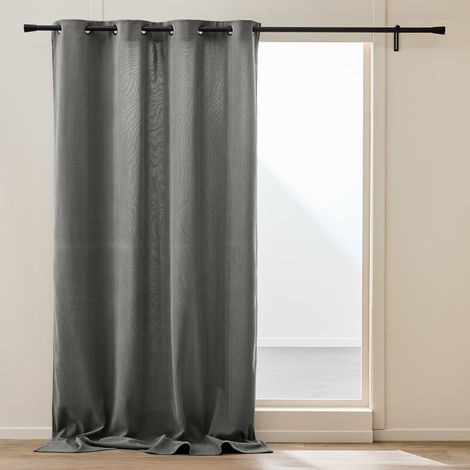 Rideau thermique à œillets 140 x 260 cm – Velours côtelé doublé polaire – Madison Anthracite (1/5)