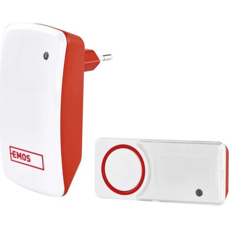 EMOS Batterielose Türklingel, Funkklingel Set mit 150 m Reichweite, 10 Melodien, 5 Lautstärken bis 110 dB, Farbe weiß, rot, P5750 (1/5)