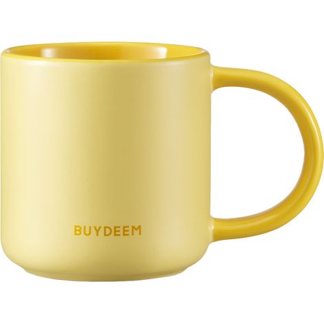 Tazza in ceramica BUYDEEM da 300 ml, modello CD1018, giallo tenue (1/2)