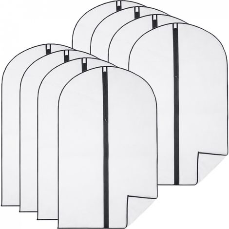 Lot de 8 housses pour vêtements à suspendre avec zip - 60 x 120 cm - Opaque - Vivezen