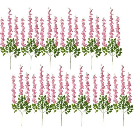 Lot de 12 branches de fleurs artificielles en plastique rose 110 cm pour bouquet et décoration - PANGIVO (1/2)