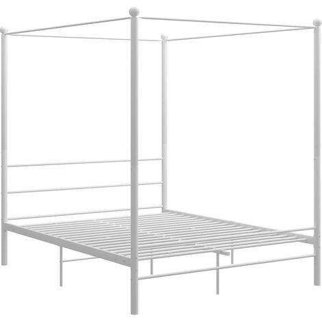 Maison Exclusive - Letto a Baldacchino Bianco in Metallo 160x200 cm (1/5)