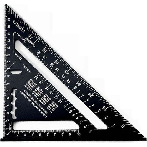 180 mm Equerre Menuisier,Rapporteur d'Angle de Triangle Alliage d'Aluminium，équerres de charpentier triangulaire épaissi à 45 90 Degres, Haute Pr