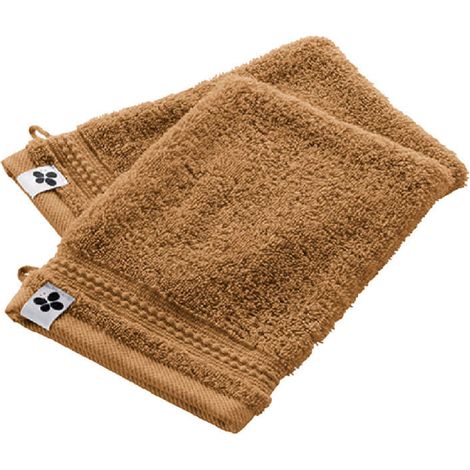 EMMA - Lot de 2 Gants 15x21cm en Coton Bio Coloris Camel