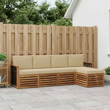 vidaXL Outdoor-Sofagarnitur mit Kissen 5 pcs Natur und Beige (1/5)
