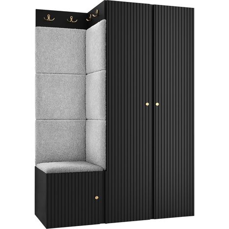 Conjunto para recibidor Hartford 387, Abriamo 6, 186x116x46cm, Aglomerado laminado, Tapiz, Colocada, Montada en la pared
