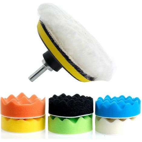 Kit de polissage automobile neuf de 8 tampons en éponge de 10 cm (4 pouces) pour cire et lustrage. (1/4)