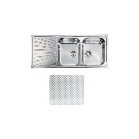 CM 011497DCSSX Cometa Lavello da Incasso 2 Vasche con Gocciolatoio 116x50 cm Acciaio Inox AISI 304 Antigraffio colore Inox (1/5)