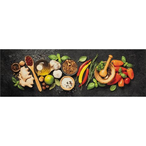 Tapis de cuisine lavable impression d'épices 60x180 cm velours (1/5)