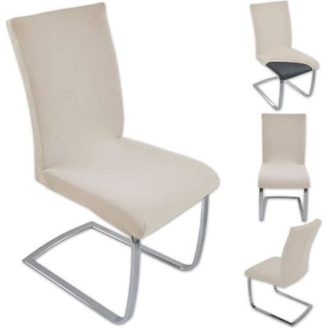 Housses de chaise lot de 6 housse de chaise extensible housse de chaise élastique couleur beige. (1/4)