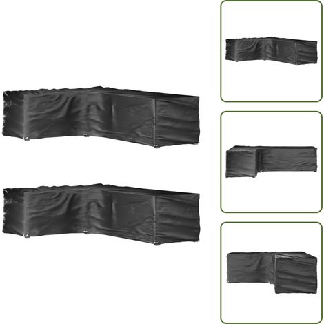 Fundas de polietileno - vidaXL Fundas muebles jardín forma de L 2 uds 16 ojales 210x260x80 cm - Fundas para patio