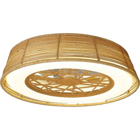 Ventilateur plafond diam56 cm 45w k blanc et bois - mantra - indonesie mini