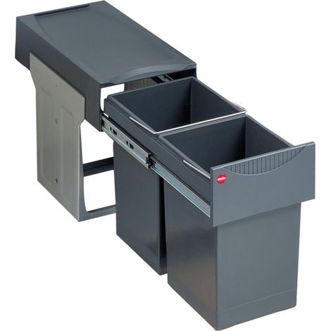 Abfallsammler Tandem 15 L/15 L dunkelgrau mit Vollauszug Hailo 3666101 (1/5)