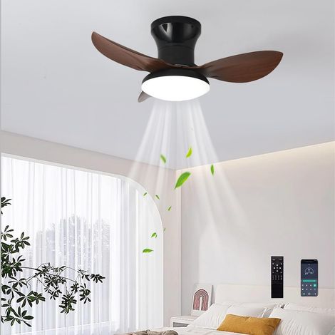Plafonnier avec ventilateur et télécommande pour salon/chambre, intensité lumineuse réglable été/hiver, fonction mémoire, 6 vitesses ,noir (1/4)