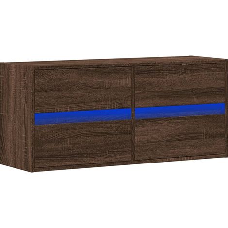 Mobile TV multimediale scaffale TV credenza TV sala da pranzo soggiorno camera da letto a parete con luci LED rovere 100 x 31 x 45 cm marrone 020027937