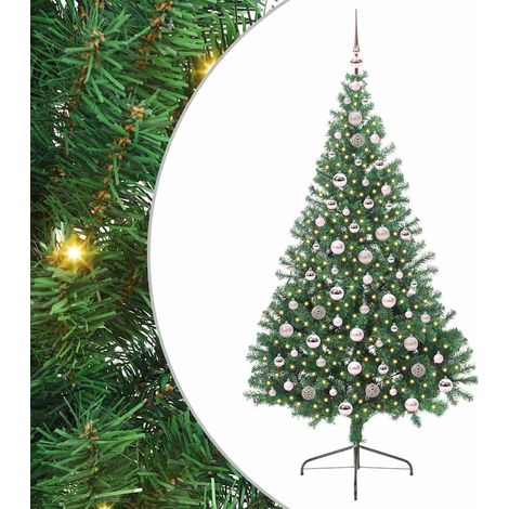 Sapin de Noël Arbre de Noël artificiel pré-éclairé Vert 210 cm PVC (1/5)