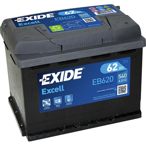 BATTERIE AUTO EXIDE EXCELL L2 EB620 - 12V 62AH 540A (1/3)