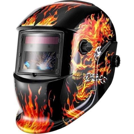 Masque de soudage crâne à mise au point variable sombre avec filtre LCD à assombrissement automatique pour soudeur ARC TIG MIG Grind (1/4)