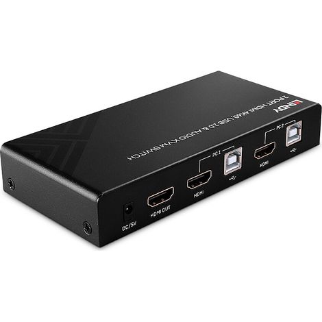 LINDY 2 Port KVM Switch HDMI 4K60, USB 2.0 Audio