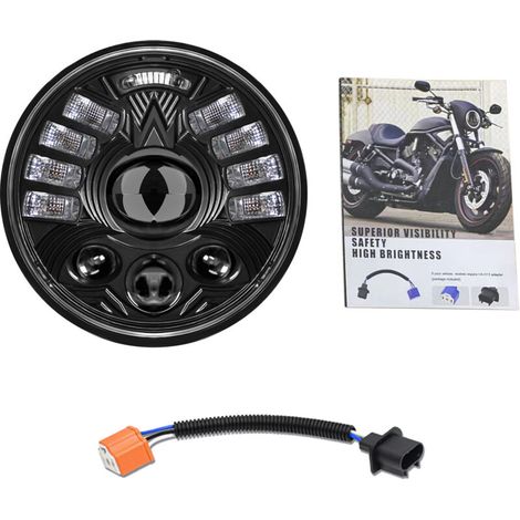 Phadache LED 5-3/4 5.75 inch, Waterproof Round Motorcycle Headlight with DRL Turn Signal High/Bail Beam (1/5)