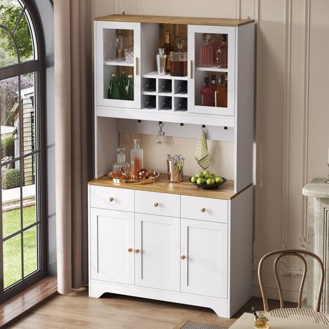 MEUBLIV Vitrinenschrank 94,5 x 30 x 175,5 cm Weiß – viel Stauraum (1/5)