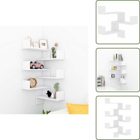 Étagères murales d'angle 2 pcs Blanc 40x40x50cm bois ingénierie - Etagere Murale - Étagère D'angle - Rangement Mural - Décoration Murale - Meuble D'angle (1/5)