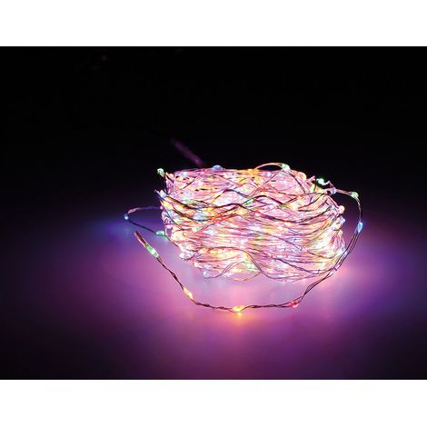 Guirlande micro led clignotante multicolore extra dense 14m 567 leds cable argent (1/3)