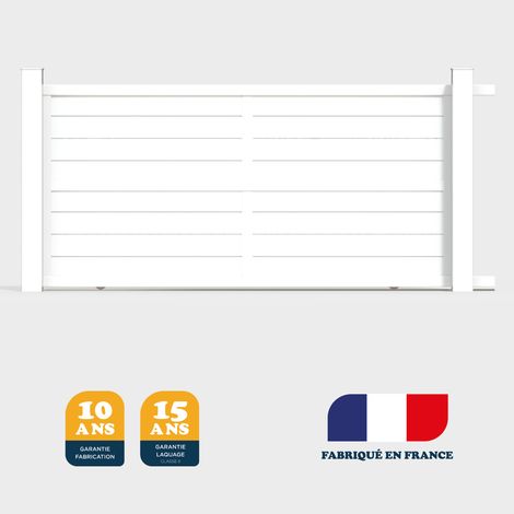 Portail coulissant prêt à poser ILY Blanc 9016 L356 cm X 177cm refoulement gauche en aluminium BELTY (1/4)
