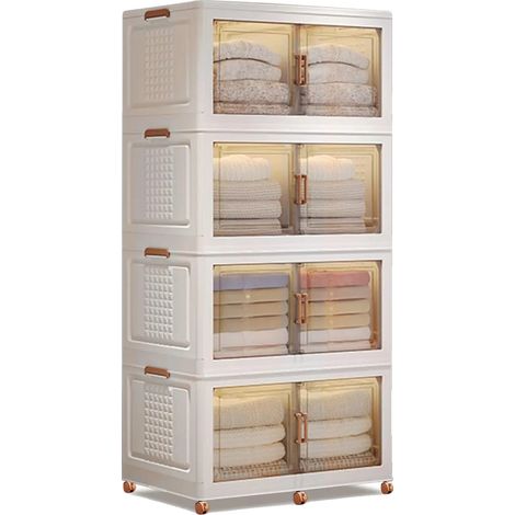 Bac de rangement, design empilable, assemblage facile, Blanc D - 85cm de largeur (1/2)