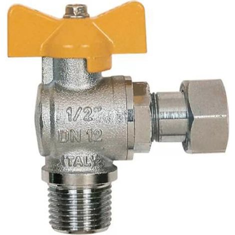 Rubinetto a sfera per gas a squadra modello 1/2" -Maschio/Femmina (con dado girevole) (1/3)