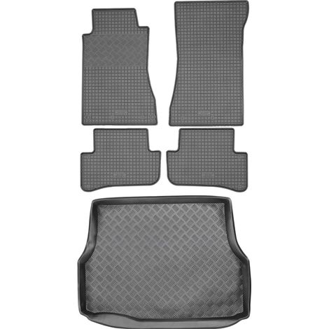 Juego de alfombrillas de goma para coche y maletero para Mercedes Clase C W203 Coupé (2000-2007).