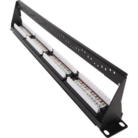 Panneau de brassage RJ45 traversant 24 ports anti-interférences Ethernet 10G CAT5e pour baie 19 pouces (1/5)