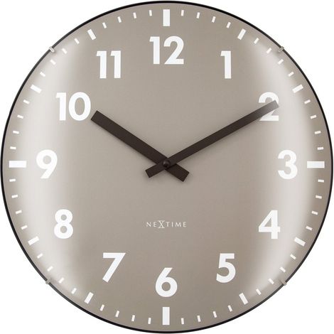 Horloge Murale Silencieuse 35 cm avec Cadran en Verre Bombé et Plastique Kaki et Lavandes - PANGIVO