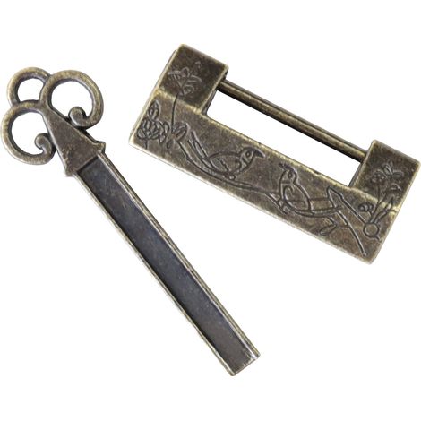 HMF 6491 Antikes Chinesisches Deko Vorhängeschloss, 4 x 1 x 1,8 cm, Vogel, Gold (1/3)