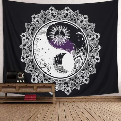 Tapisserie Psychédélique Soleil et Lune Tenture Murale Yin Yang H (1/5)