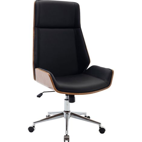 Poltrona Direttore Breda In Similpelle E Legno Noce/nero (1/5)