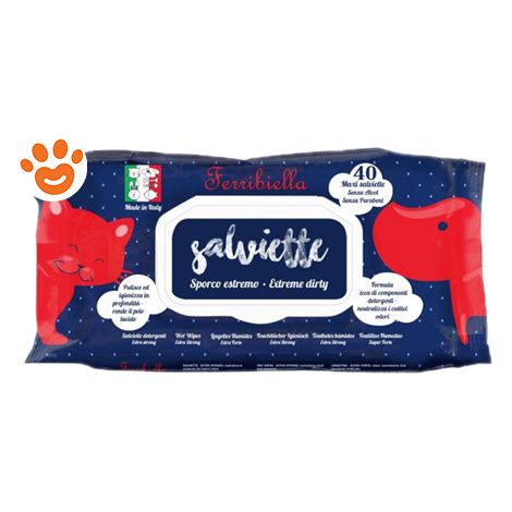 Ferribiella Dog & Cat Salviette Detergenti Sporco Estremo - Confezione 40 Salviette - Igiene Cane