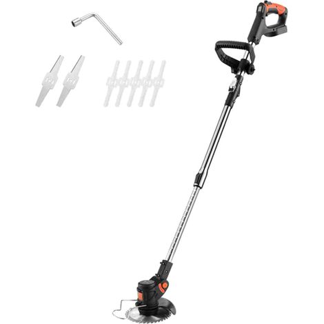 Tondeuse à gazon électrique sans fil, tondeuse à gazon pliable avec 3 lames et lunettes de protection, adaptée à la tonte du jardin, de la pelouse et des terres agricoles