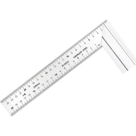 Règle carrée en acier inoxydable 250 mm – Double échelle laser résistante – Base en alliage d'aluminium pour précision – Usage professionnel (1/4)