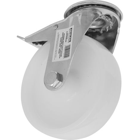 Sealey Heavy-Duty Nylon Castor Wheel Bolt Hole with Total Lock �125mm - Trade SCW4125SBLEM