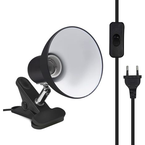 Support De Lampe À Pince - Douille E27 - Rotation 270° - Interrupteur Intégré - Pour Bureau Atelier Ou Lecture - 1 Pièce (1/5)