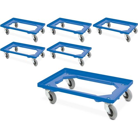 BRB Spar-Set, 6X Transportroller mit Flüsterrollen, für Behälter 600x400 mm oder 2X 400x300 mm (Blau) (1/2)