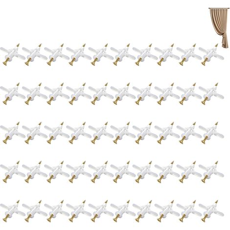 100 Pièces Fixations pour Plaques Plâtre (50 Chevilles Murales et 50 Vis Placo), Fixations Murales Creuses, Cheville Brique Creuse Forme Papillon, Cheville Parpaing Creux Forme D'Avion (1/5)