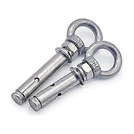 Lot de 2 boulons à œil longs avec anneau, en acier inoxydable 304, chevilles d'expansion murales M8 x 70 mm pour maçonnerie et béton. (1/5)